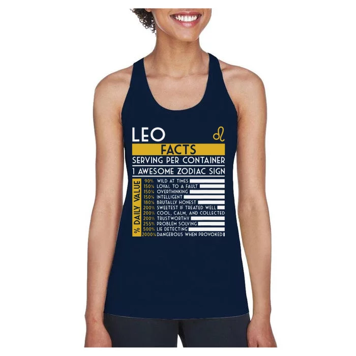 Leo Facts Zodiac Horoscope Funny Astrology Star Sign Women's Racerback Tank