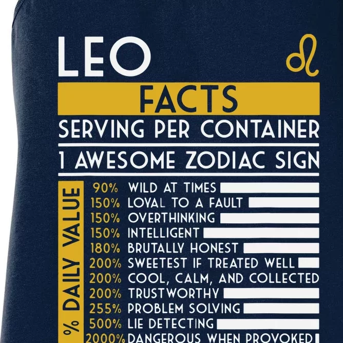 Leo Facts Zodiac Horoscope Funny Astrology Star Sign Women's Racerback Tank