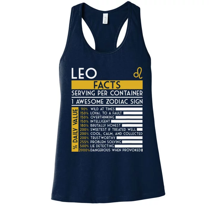 Leo Facts Zodiac Horoscope Funny Astrology Star Sign Women's Racerback Tank