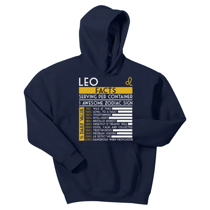 Leo Facts Zodiac Horoscope Funny Astrology Star Sign Kids Hoodie