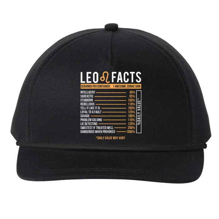 Leo Facts Zodiac Sign Astrology Birthday Horoscope Snapback Five-Panel Rope Hat