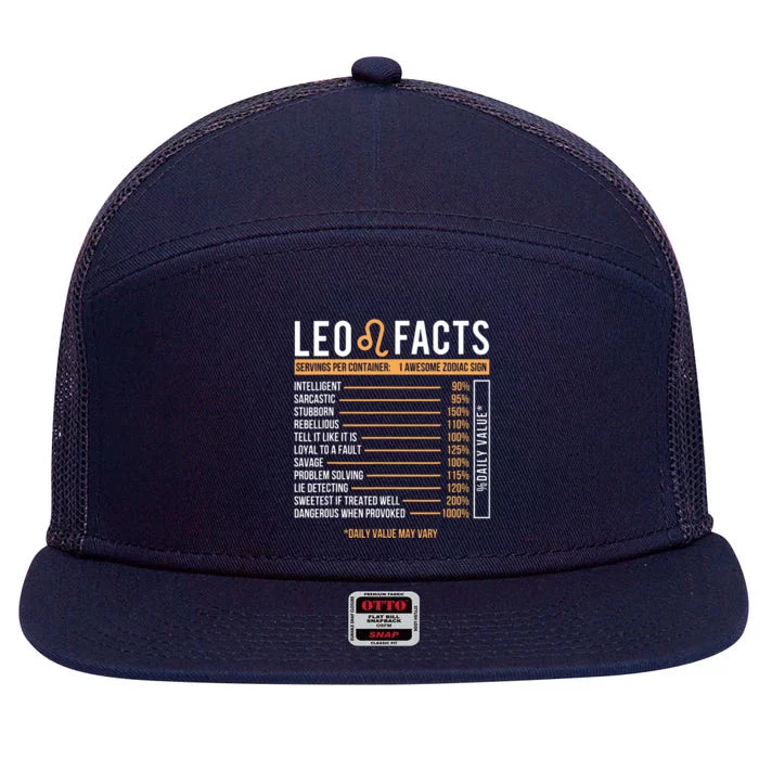 Leo Facts Zodiac Sign Astrology Birthday Horoscope 7 Panel Mesh Trucker Snapback Hat