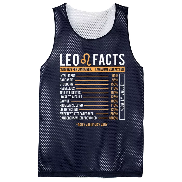 Leo Facts Zodiac Sign Astrology Birthday Horoscope Mesh Reversible Basketball Jersey Tank