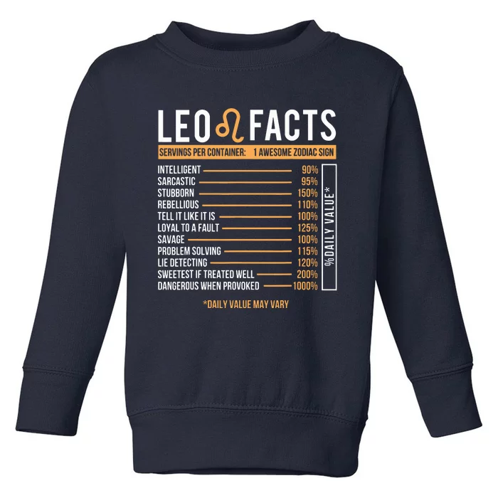 Leo Facts Zodiac Sign Astrology Birthday Horoscope Toddler Sweatshirt