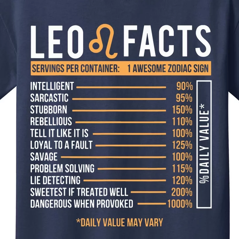 Leo Facts Zodiac Sign Astrology Birthday Horoscope Kids T-Shirt