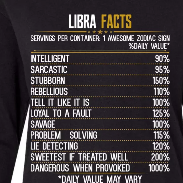 Libra Facts Zodiac Birthday Funny Libra Facts Horoscope Gift Womens Cotton Relaxed Long Sleeve T-Shirt