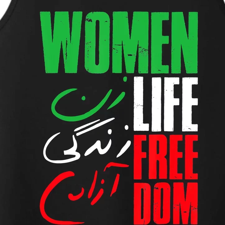 Life Freedom Zan Zendegi Azadi Farsi Support Iran Performance Tank