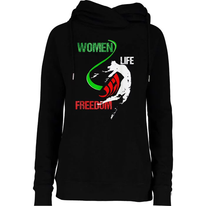 Life Freedom Zan Zendegi Azadi Iran Freedom Womens Funnel Neck Pullover Hood