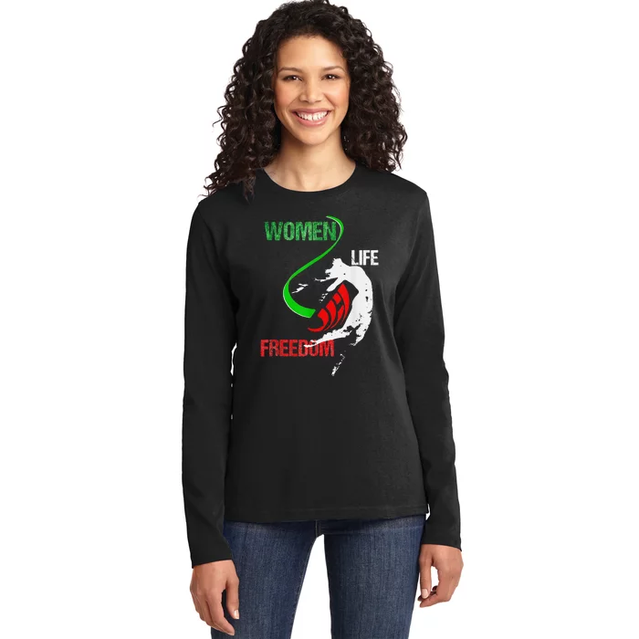 Life Freedom Zan Zendegi Azadi Iran Freedom Ladies Long Sleeve Shirt