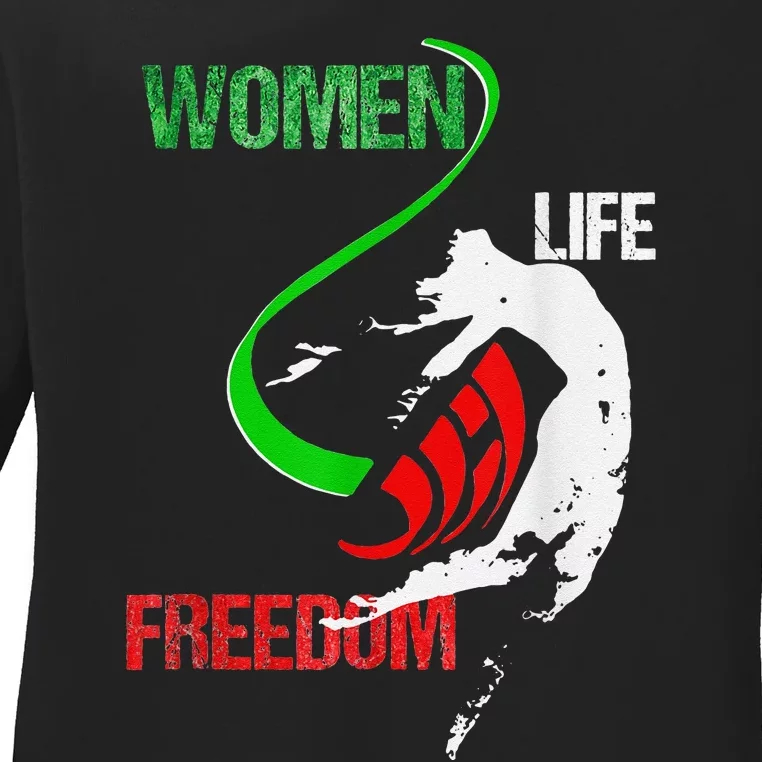 Life Freedom Zan Zendegi Azadi Iran Freedom Ladies Long Sleeve Shirt