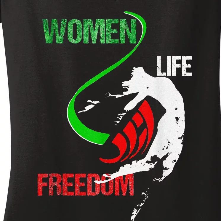 Life Freedom Zan Zendegi Azadi Iran Freedom Women's V-Neck T-Shirt