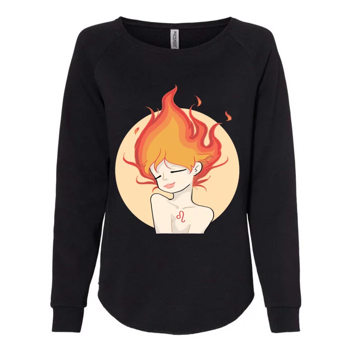 Leo Fire Zodiac Horoscope Astrology Cute Gift Womens California Wash Sweatshirt