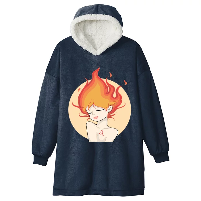 Leo Fire Zodiac Horoscope Astrology Cute Gift Hooded Wearable Blanket