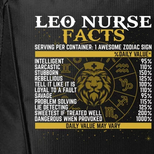 Leo Facts Zodiac Signs A Nutritional Facts For Nurses Gift City Backpack