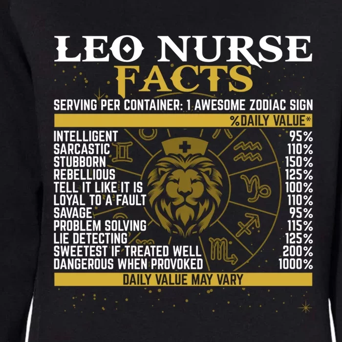 Leo Facts Zodiac Signs A Nutritional Facts For Nurses Gift Womens California Wash Sweatshirt