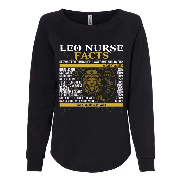 Leo Facts Zodiac Signs A Nutritional Facts For Nurses Gift Womens California Wash Sweatshirt