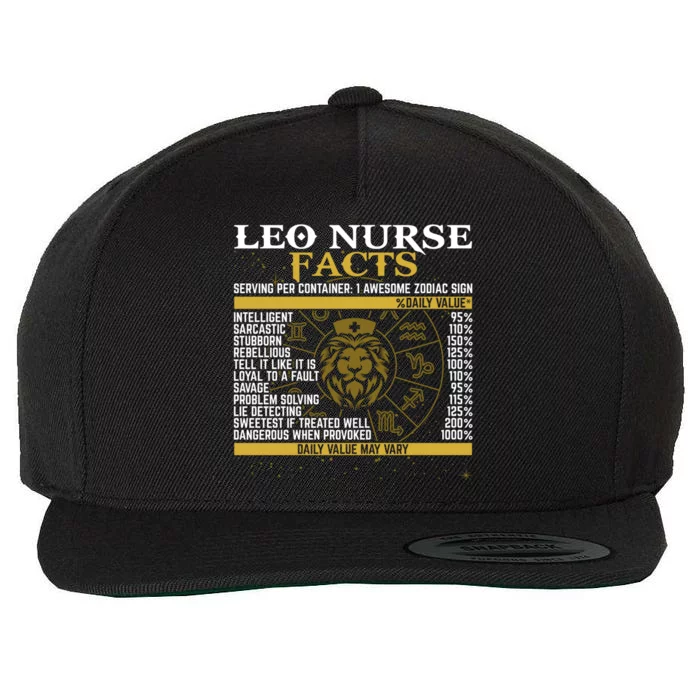 Leo Facts Zodiac Signs A Nutritional Facts For Nurses Gift Wool Snapback Cap