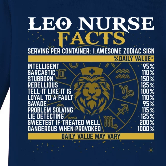 Leo Facts Zodiac Signs A Nutritional Facts For Nurses Gift Baby Long Sleeve Bodysuit