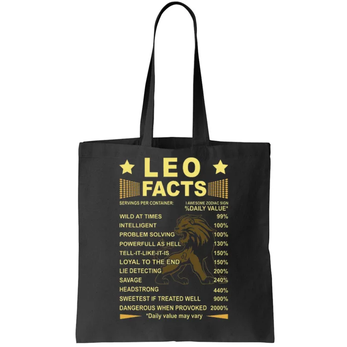 Leo Facts Zodiac Funny Leo Birthday Gift Tee Tote Bag