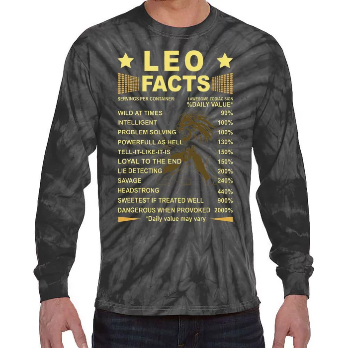 Leo Facts Zodiac Funny Leo Birthday Gift Tee Tie-Dye Long Sleeve Shirt