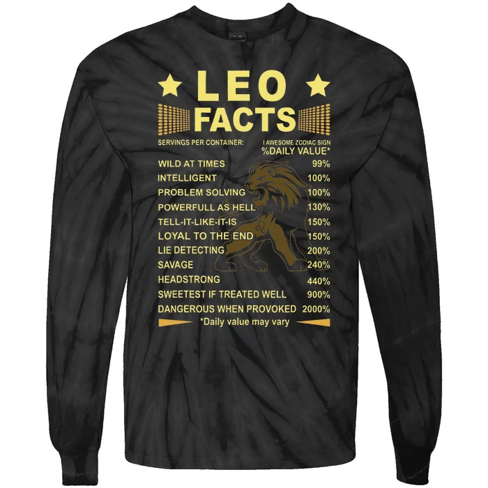 Leo Facts Zodiac Funny Leo Birthday Gift Tee Tie-Dye Long Sleeve Shirt