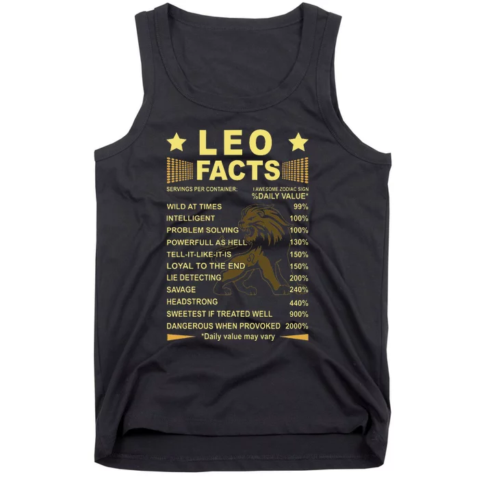 Leo Facts Zodiac Funny Leo Birthday Gift Tee Tank Top