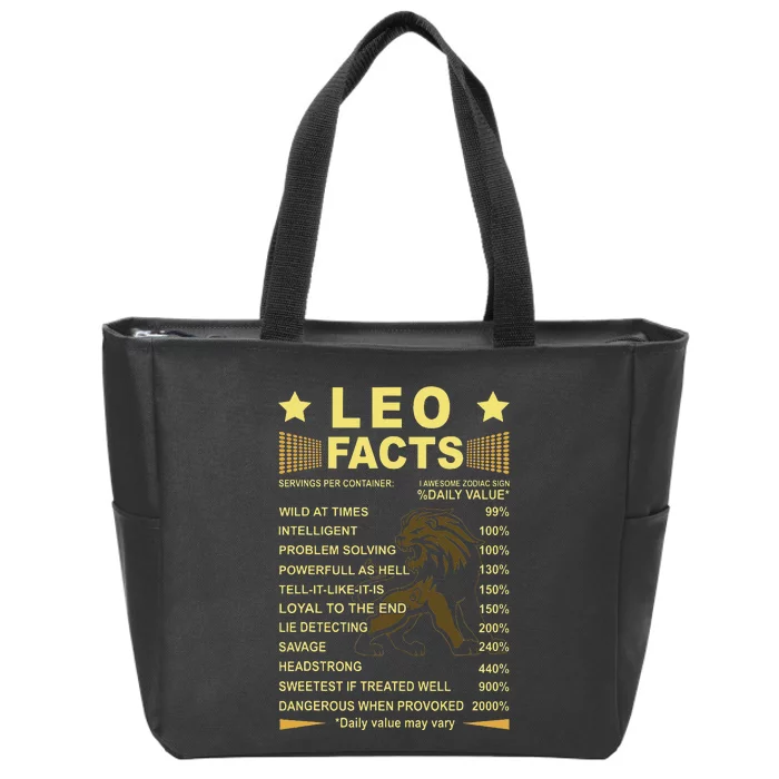 Leo Facts Zodiac Funny Leo Birthday Gift Tee Zip Tote Bag