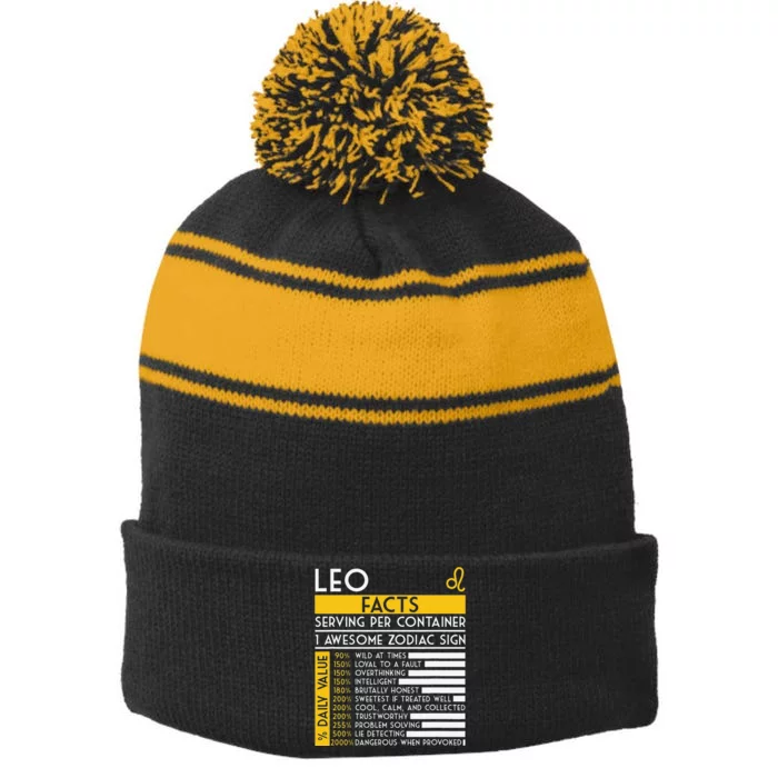 Leo Facts Zodiac Horoscope Funny Astrology Star Sign Stripe Pom Pom Beanie