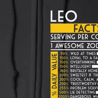 Leo Facts Zodiac Horoscope Funny Astrology Star Sign Full Zip Hoodie