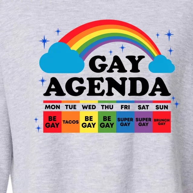 Lesbian Gay Agenda Rainbow Pride Month Funny Lgbtq Ally Homo Cute Gift Cropped Pullover Crew