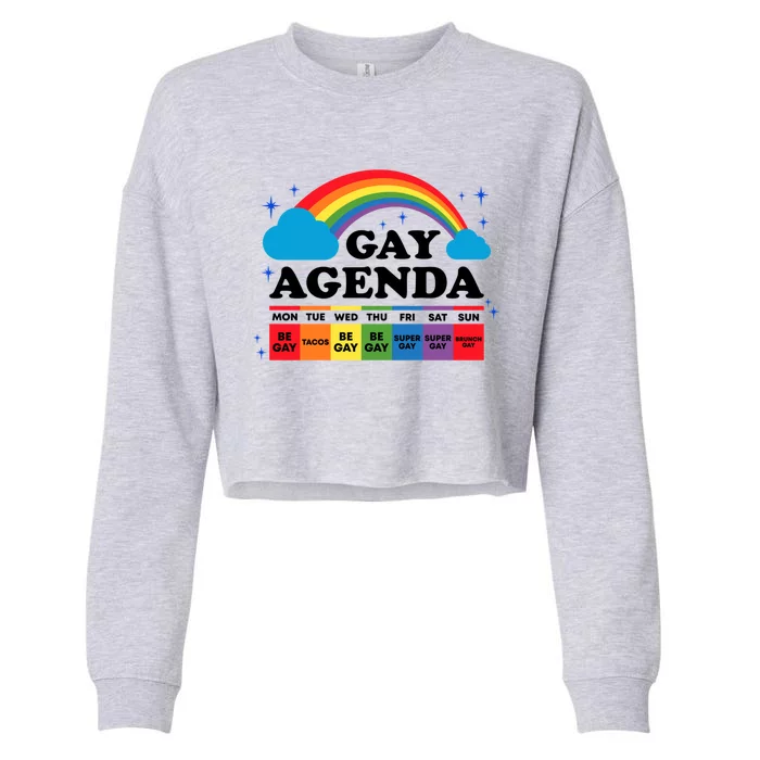 Lesbian Gay Agenda Rainbow Pride Month Funny Lgbtq Ally Homo Cute Gift Cropped Pullover Crew