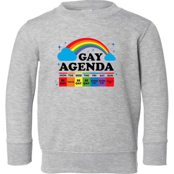 Lesbian Gay Agenda Rainbow Pride Month Funny LGBTQ Ally Homo Toddler Sweatshirt