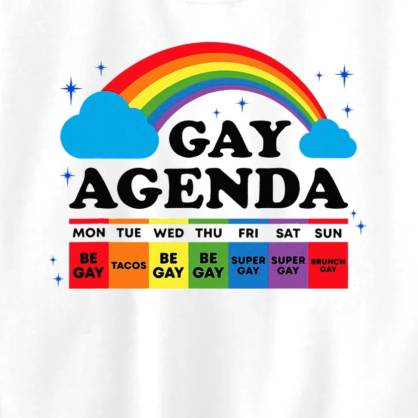 Lesbian Gay Agenda Rainbow Pride Month Funny LGBTQ Ally Homo Kids Sweatshirt