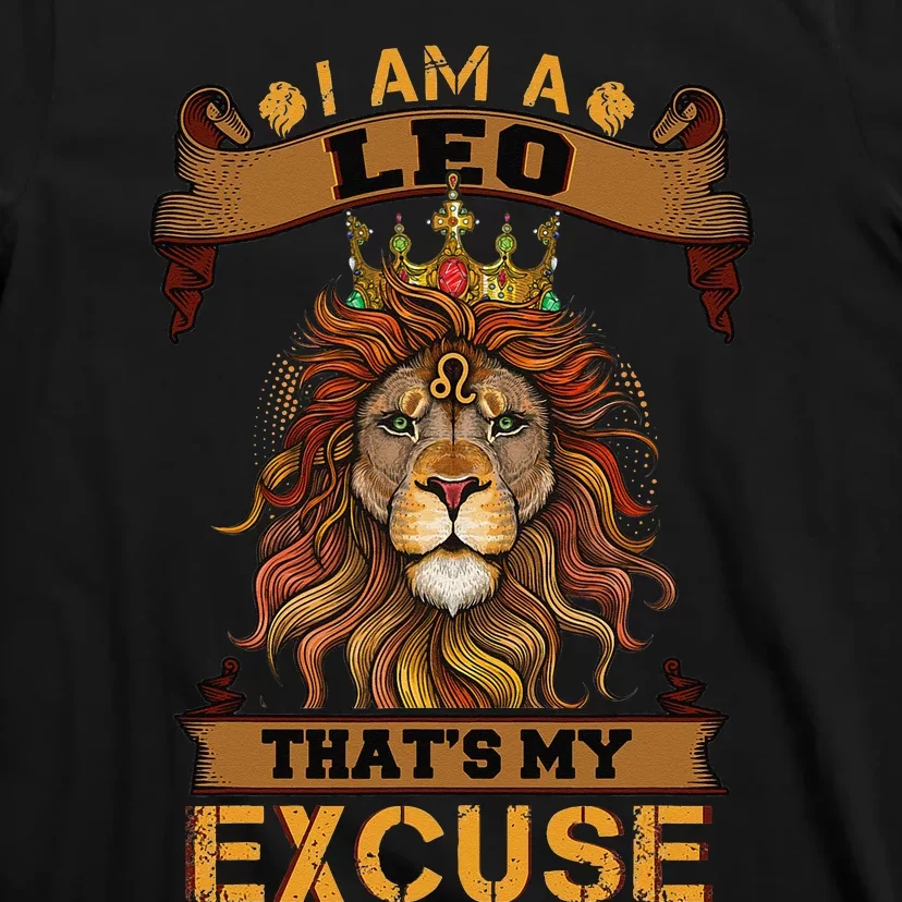 Lion graphic art July August Birthday Gifts Leo Zodiac sign T-Shirt