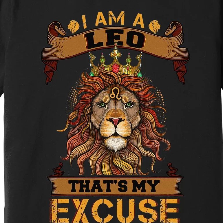 Lion graphic art July August Birthday Gifts Leo Zodiac sign Premium T-Shirt