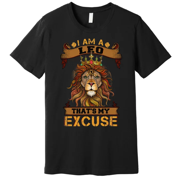 Lion graphic art July August Birthday Gifts Leo Zodiac sign Premium T-Shirt