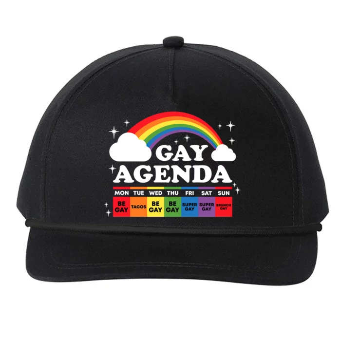 Lesbian Gay Agenda Rainbow Lgbt Pride Month Funny Lgbtq Ally Gift Snapback Five-Panel Rope Hat