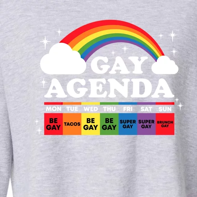 Lesbian Gay Agenda Rainbow Lgbt Pride Month Funny Lgbtq Ally Gift Cropped Pullover Crew