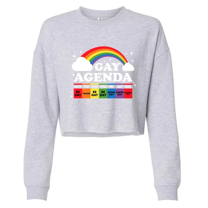 Lesbian Gay Agenda Rainbow Lgbt Pride Month Funny Lgbtq Ally Gift Cropped Pullover Crew