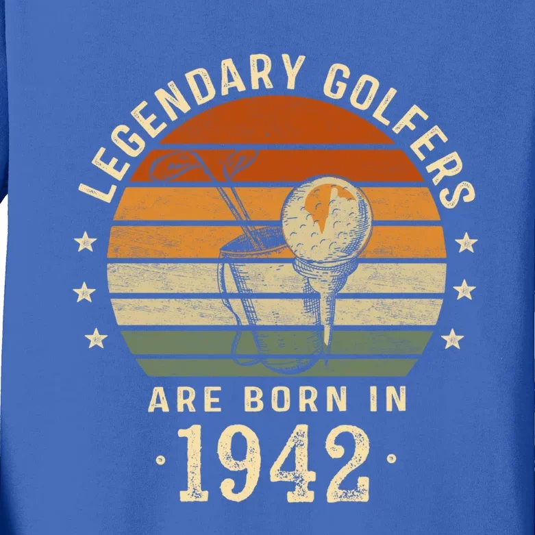 Legendary Golfers Are Born In 1942 80th Birthday Golf Funny Gift Kids Long Sleeve Shirt