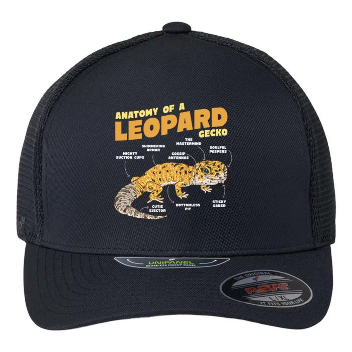 Leopard Gecko Anatomy Flexfit Unipanel Trucker Cap