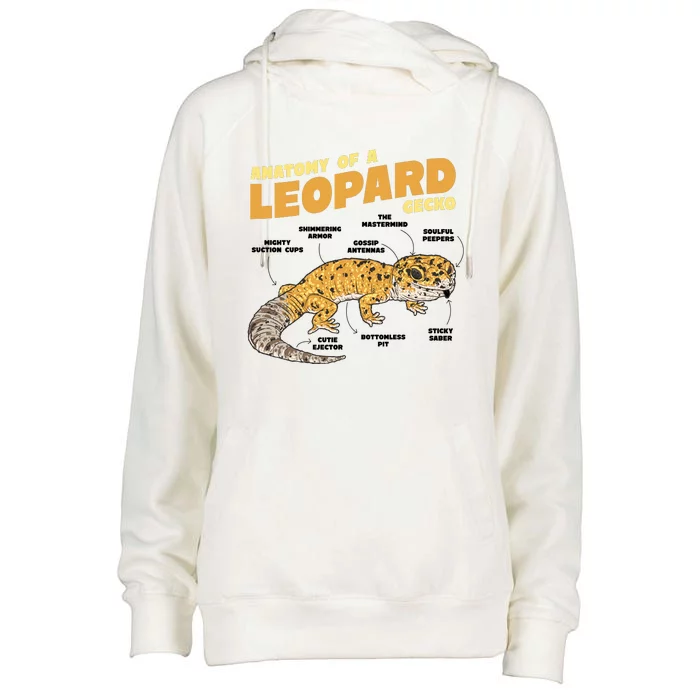 Leopard Gecko Anatomy Womens Funnel Neck Pullover Hood