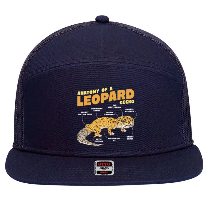 Leopard Gecko Anatomy 7 Panel Mesh Trucker Snapback Hat