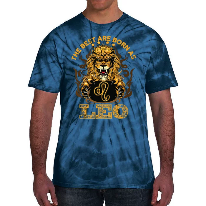 Lion Graphic Art July August Birthday Design Leo Zodiac Sign Tie-Dye T-Shirt