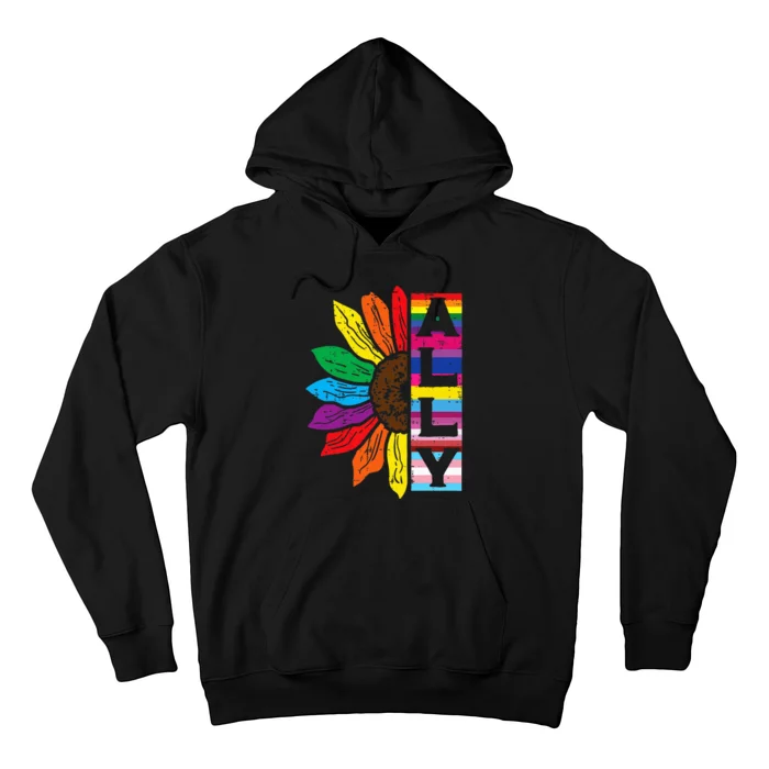 Lgbt Gay Ally Sunflower Rainbow Pride Flag Hoodie