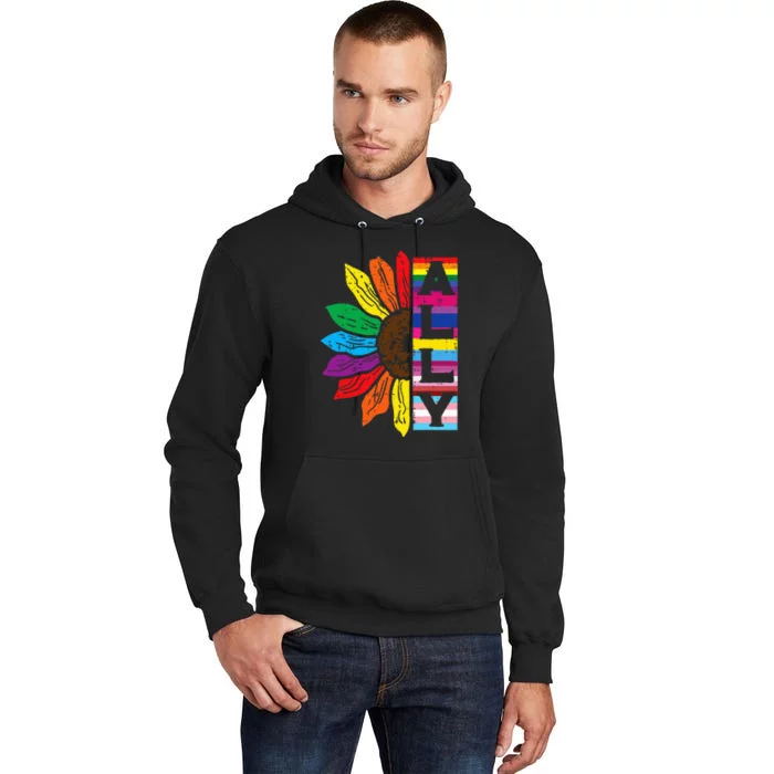 Lgbt Gay Ally Sunflower Rainbow Pride Flag Tall Hoodie