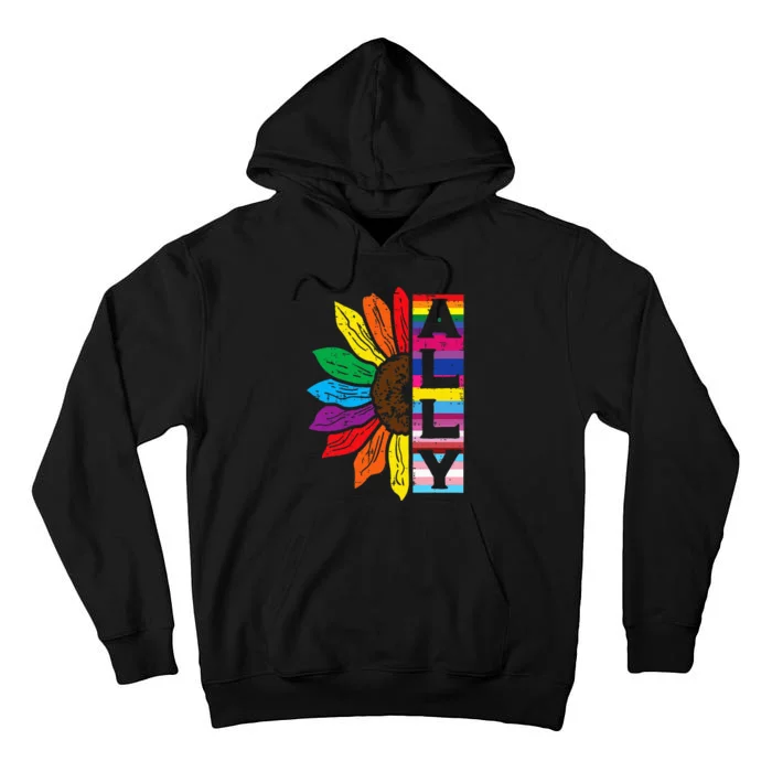 Lgbt Gay Ally Sunflower Rainbow Pride Flag Tall Hoodie