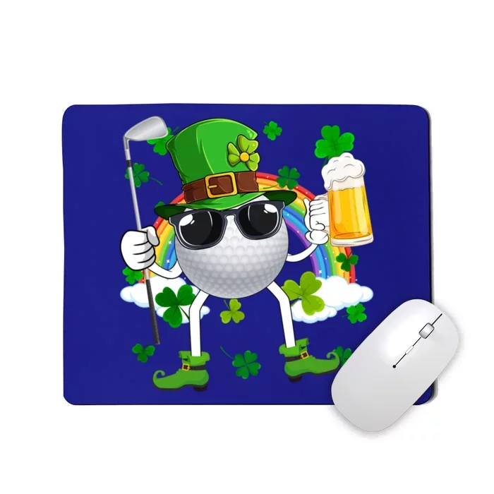 Leprechaun Golf Ball With Stick And Glass Of Beer Patricks Day Gift Mousepad