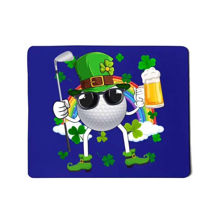 Leprechaun Golf Ball With Stick And Glass Of Beer Patricks Day Gift Mousepad