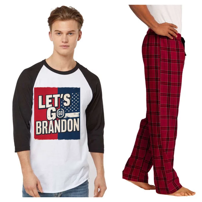 Let’S Go Brandon Conservative Us Flag Raglan Sleeve Pajama Set